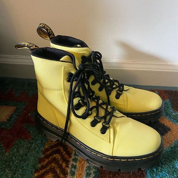 Dr. Martens Lemon Yellow Cyclone Nylon Combs Utility Boots - Picture 9 of 11